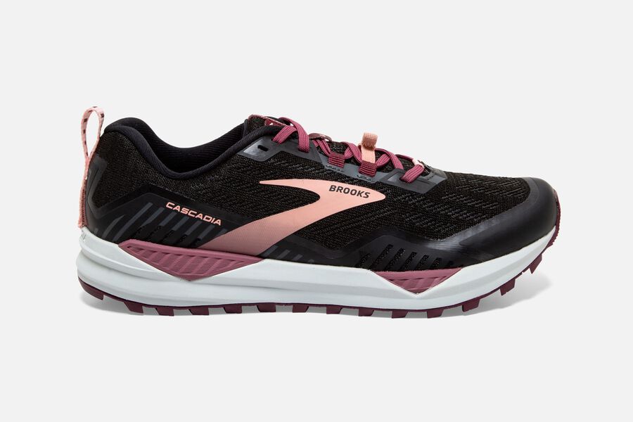 Brooks Cascadia 15 Trail Running Shoes Womens - Black/Pink - YRBSQ-4962